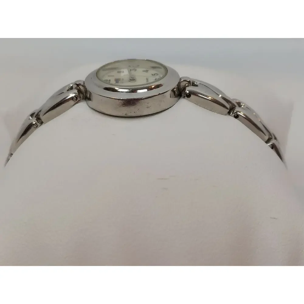 Bugle Boy Quartz Japan Movement Vintage Women's White Dial Silver Tone Watch